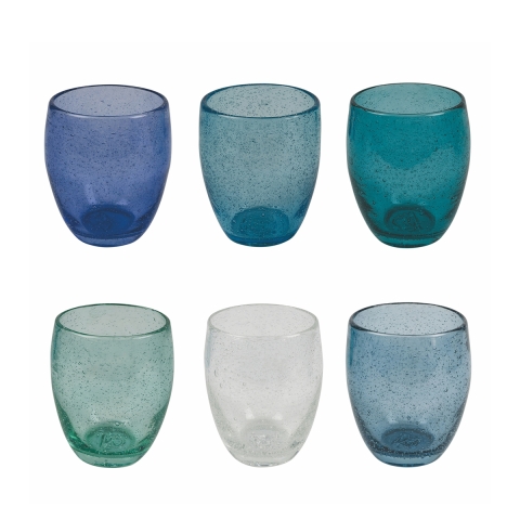 Set 6 bicchieri blu da tavola per acqua in vetro soffiato Acapulco Ocean Promozione
