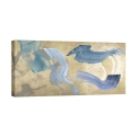 Stampa su tela quadro moderno astratto Blue Waves on Gold Haru Ikeda Promozione