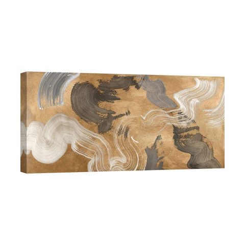 Quadro moderno astratto oro beige blu Metallic Movements Haru Ikeda Promozione