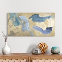 Stampa su tela quadro moderno astratto Blue Waves on Gold Haru Ikeda Vendita