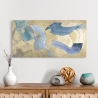 Stampa su tela quadro moderno astratto Blue Waves on Gold Haru Ikeda Vendita