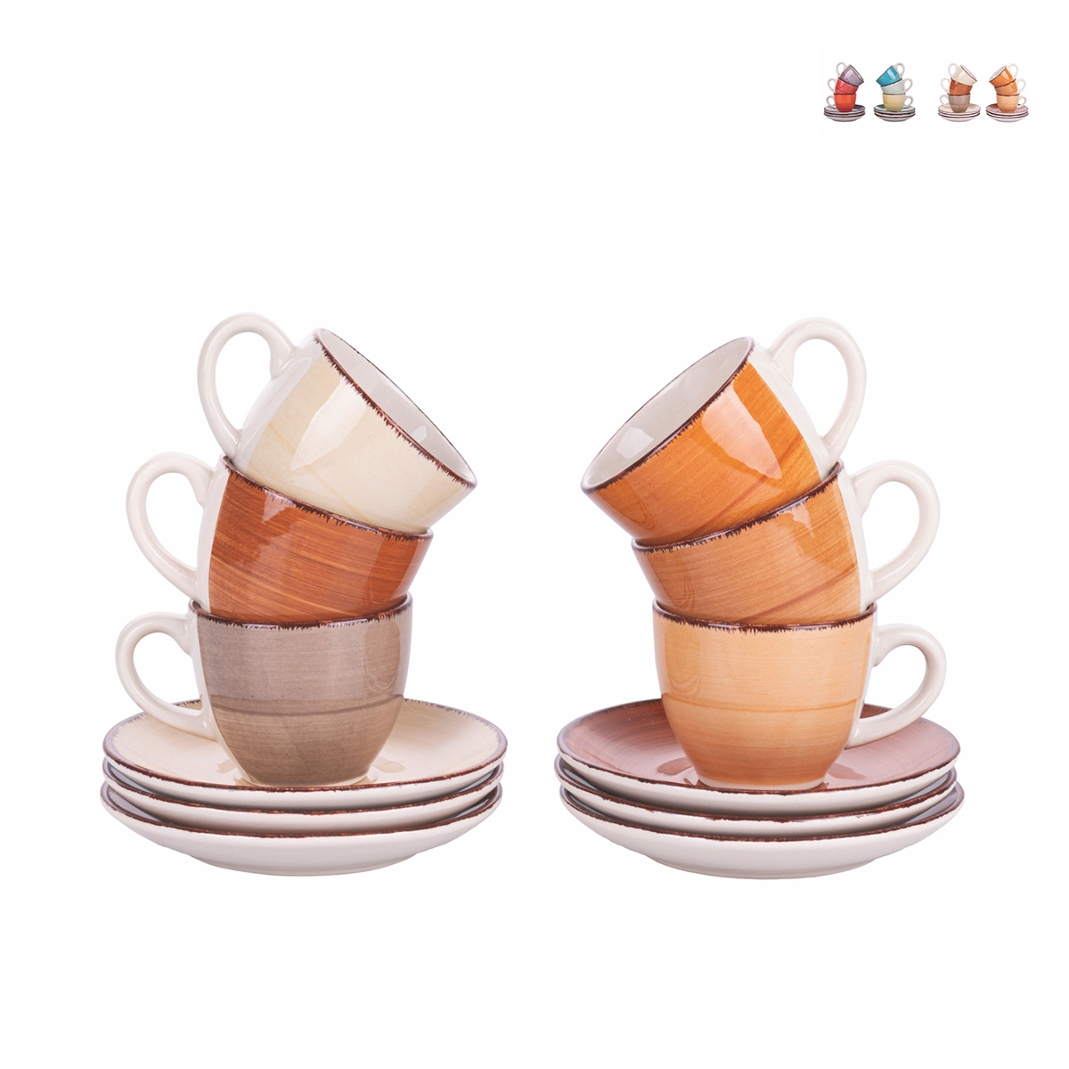 Set 6 tazzine da caffè con piattini design colorato Baita Promozione Set 6 tazzine da caffè con piattini design colorato Baita Promozione