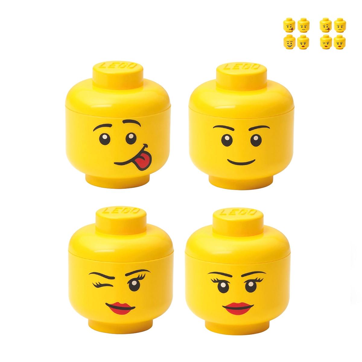 Contenitori impilabili a forma di testa LEGO Storage Head Mini Set 4 Promozione Contenitori impilabili a forma di testa LEGO Storage Head Mini Set 4 Promozione