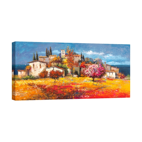 Quadro stampa su tela paesaggio campagna Borgo sul mare Luigi Florio Promozione