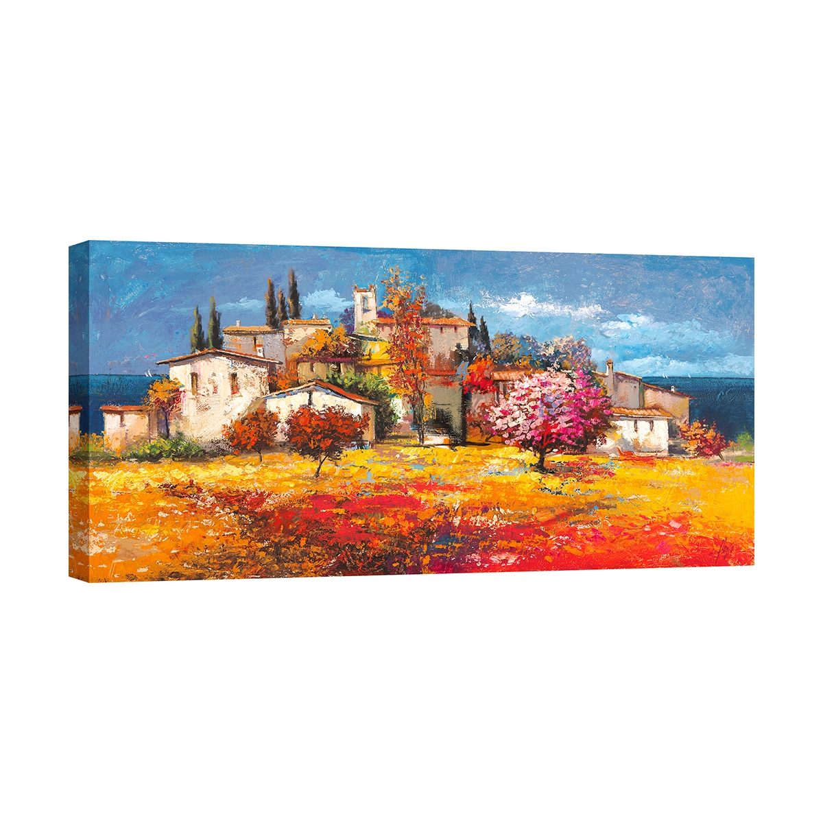 Quadro stampa su tela paesaggio campagna Borgo sul mare Luigi Florio Promozione Quadro stampa su tela paesaggio campagna Borgo sul mare Luigi Florio Promozione