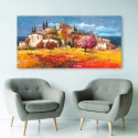 Quadro stampa su tela paesaggio campagna Borgo sul mare Luigi Florio Saldi