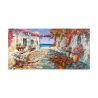 Quadro su tela villaggio costiero Piazzetta mediterranea Luigi Florio Offerta