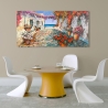 Quadro su tela villaggio costiero Piazzetta mediterranea Luigi Florio Vendita