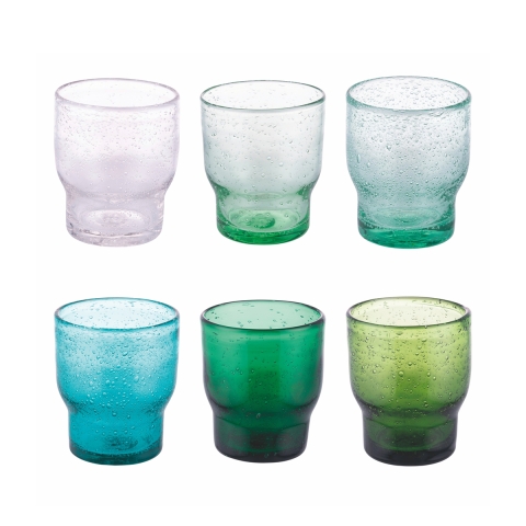 Set 6 bicchieri acqua artigianali in vetro colorato verde Unico Greenery Promozione