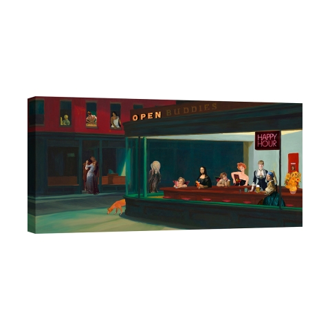 Quadro pop art stampa moderna su tela An Art Night Out Steven Hill Promozione