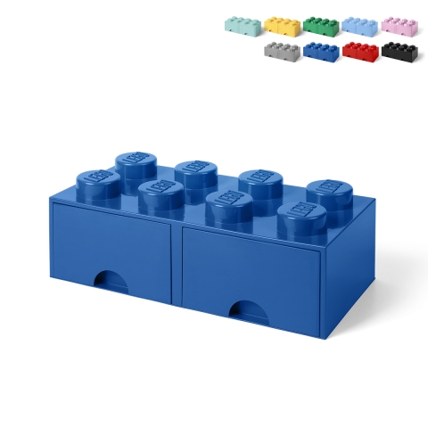 Contenitore a mattoncino con 2 cassetti LEGO Brick Drawer 8 bottoncini Promozione
