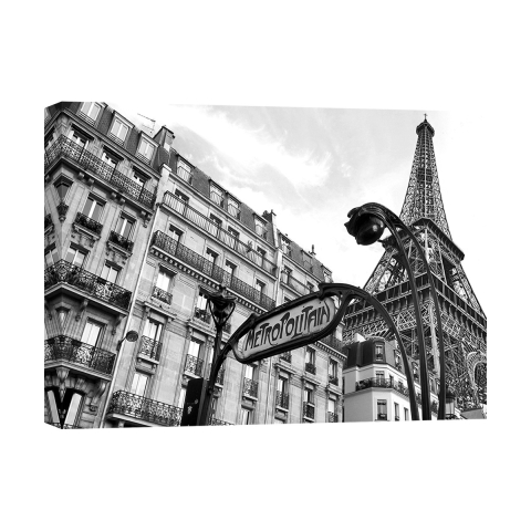 Stampa artistica su tela bianco e nero Metropolitain Paris Pangea Images Promozione