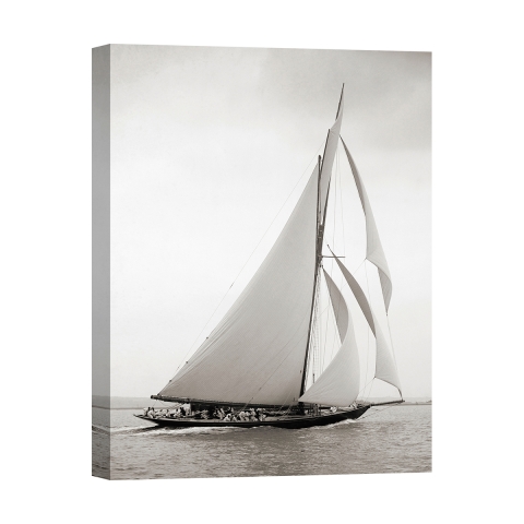 Quadro stampa su tela barca a vela vintage bianco e nero Britannia Promozione