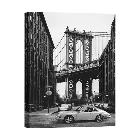 Stampa su tela bianco e nero By the Manhattan Bridge Gasoline Images Promozione