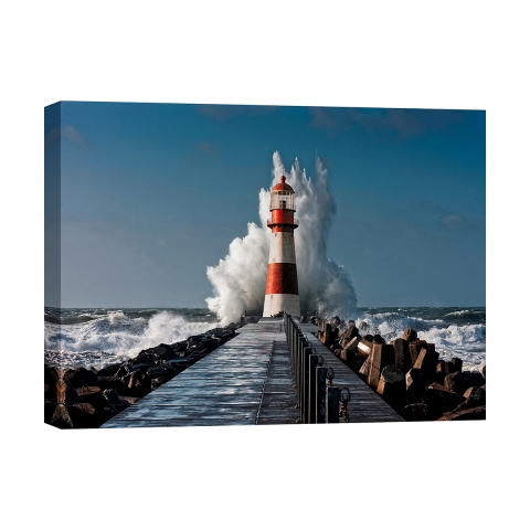 Quadro fotografico stampa su tela Lighthouse in the Mediterranean Sea Promozione