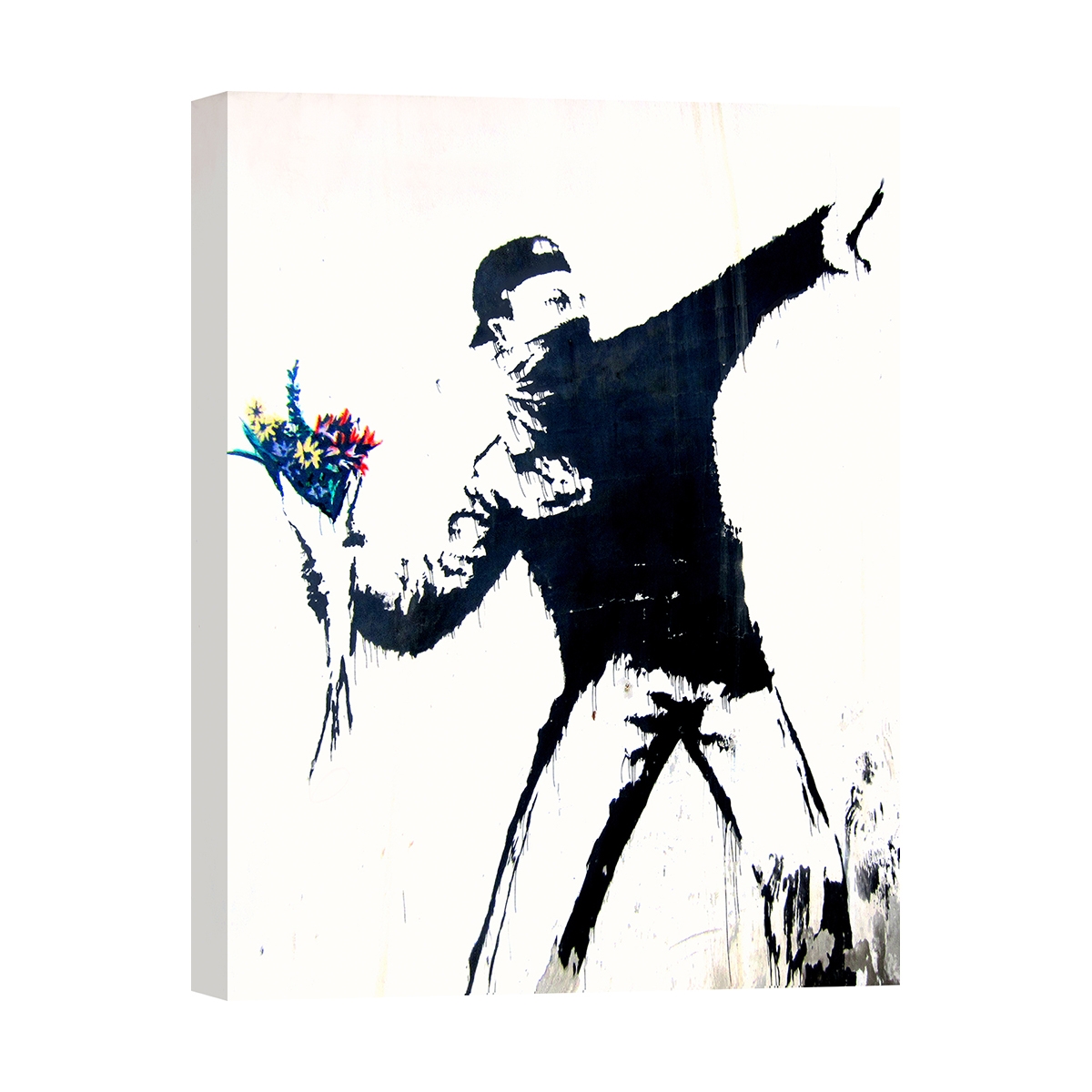 Stampa su tela quadro street art moderno Messaggio di Pace Banksy Promozione