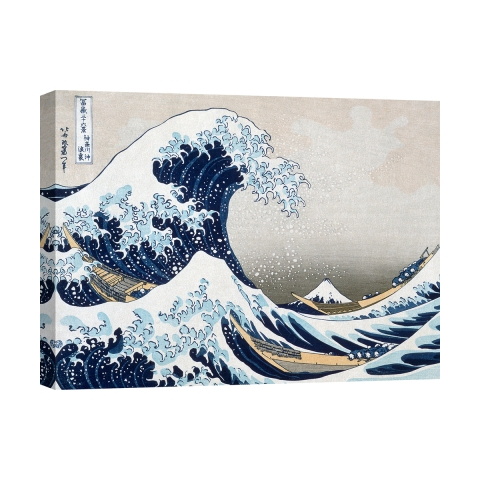Quadro stampa su tela The Great Wave off Kanagawa Hokusai Grande Onda Promozione