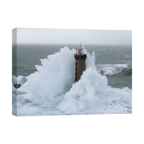 Stampa su tela faraglione sotto tempesta Phare de Kéréon Jean Guichard Promozione