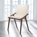 Set 2 sedie da pranzo design moderno in legno e similpelle beige Hays Vendita