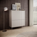 Mobile alto 4 ante scanalate credenza madia soggiorno beige Bitter Promozione