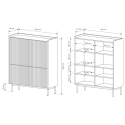 Mobile alto 4 ante scanalate credenza madia soggiorno beige Bitter Stock
