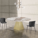 Tavolo da pranzo design allungabile effetto marmo 160x160x75 Arvin Onice Scelta
