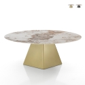 Tavolo da pranzo design allungabile effetto marmo 160x160x75 Arvin Onice Stock