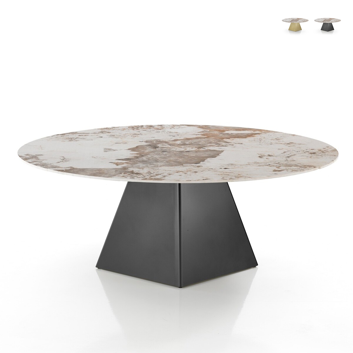 Tavolo da pranzo design allungabile effetto marmo 160x160x75 Arvin Onice