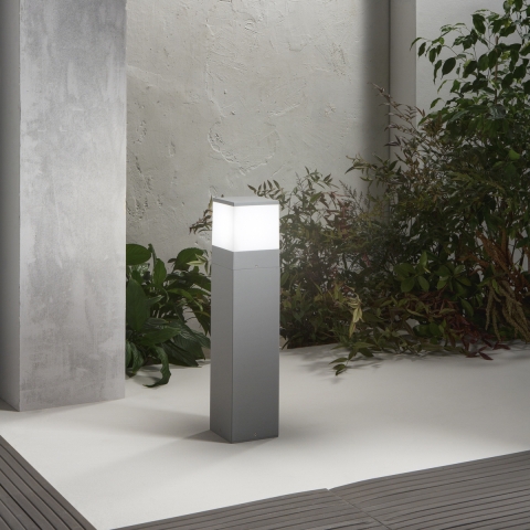 Paletto luce da giardino esterno in metallo argentato h60cm Booster Promozione