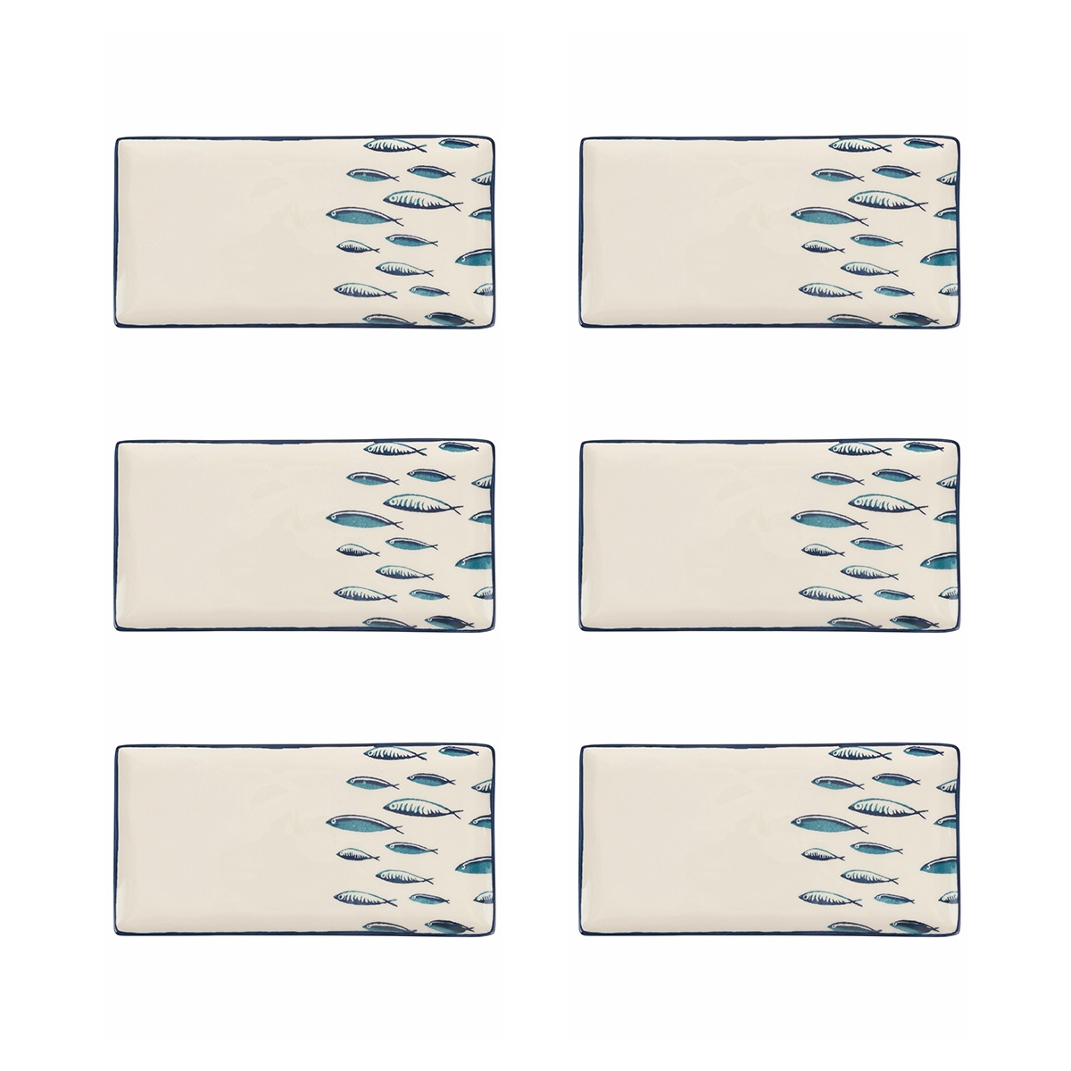 Set 6 piatti rettangolari in ceramica da portata 29x15cm Marechiaro Promozione Set 6 piatti rettangolari in ceramica da portata 29x15cm Marechiaro Promozione