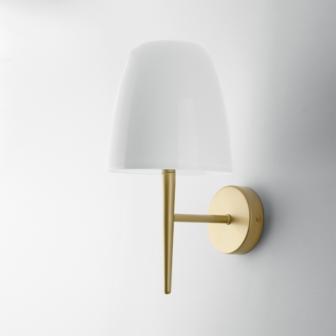 Applique da interno in metallo dorato con diffusore vetro bianco Ares AP1 Promozione