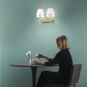 Applique doppia luce da interno metallo dorato in vetro bianco Ares AP2 Vendita