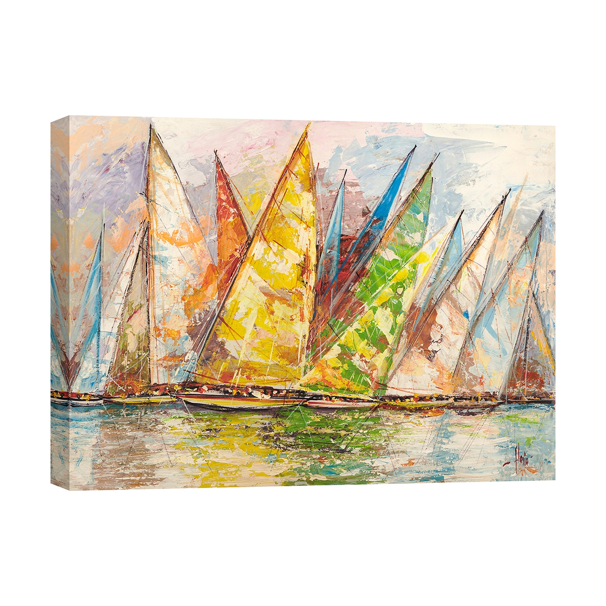 Quadro con barche stampa su tela Regata di Primavera Luigi Florio Promozione Quadro con barche stampa su tela Regata di Primavera Luigi Florio Promozione