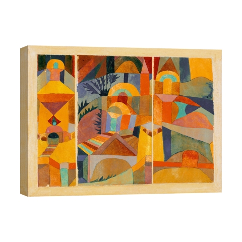 Quadro geometrico astratto stampa su tela canvas Temple Gardens Paul Klee Promozione