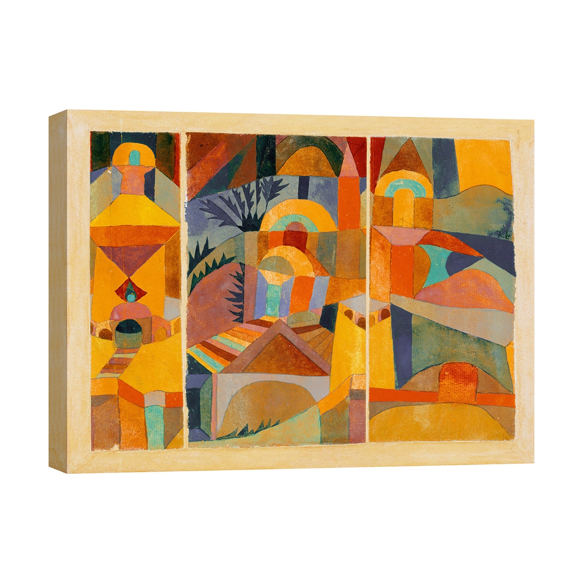 Quadro geometrico astratto stampa su tela canvas Temple Gardens Paul Klee Promozione