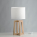 Lampada da tavolo in legno naturale paralume in tessuto bianco Berry LT Promozione