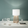 Lampada da tavolo in legno naturale paralume in tessuto bianco Berry LT Offerta