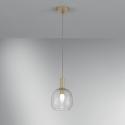 Lampadario a sospensione dorato con diffusore singolo vetro Brandy LS Promozione