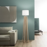 Lampada da terra in legno naturale paralume in tessuto bianco Berry PT Vendita