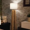 Lampada da terra in legno naturale paralume in tessuto bianco Berry PT Saldi