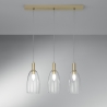 Lampadario a sospensione dorato tre luci diffusori in vetro Brandy 3LS Promozione