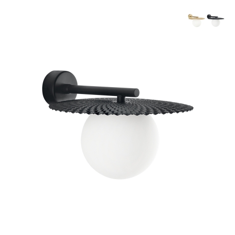 Applique vintage in metallo con diffusore rotondo vetro bianco Chaplin AP Promozione