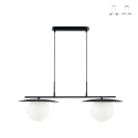 Lampadario a sospensione in metallo due diffusori in vetro Chaplin LS Promozione