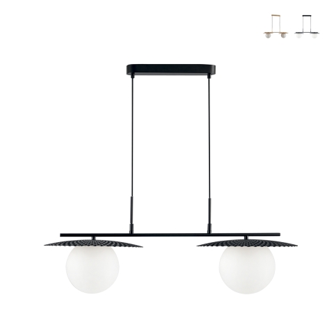Lampadario a sospensione in metallo due diffusori in vetro Chaplin LS Promozione