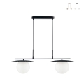 Lampadario a sospensione in metallo due diffusori in vetro Chaplin LS Promozione
