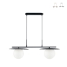 Lampadario a sospensione in metallo due diffusori in vetro Chaplin LS Promozione