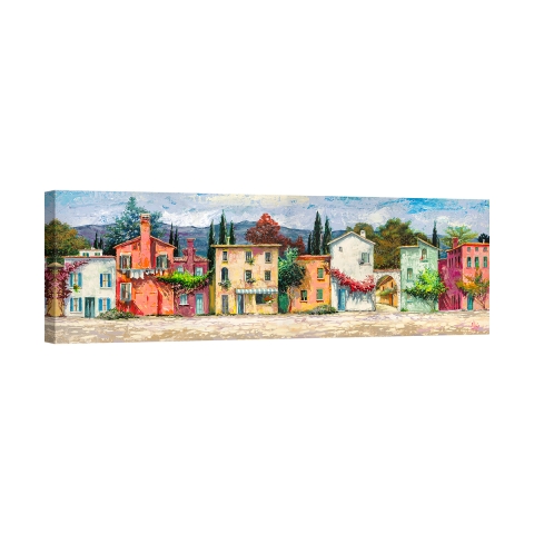 Stampa su tela quadro paesaggio colorato Paese italiano Luigi Florio Promozione