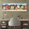 Stampa su tela quadro paesaggio colorato Paese italiano Luigi Florio Saldi