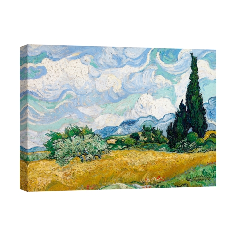Stampa su tela impressionismo Campo di Grano con Cipressi van Gogh Promozione