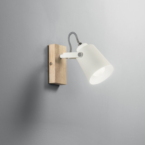 Eda AP applique in legno e metallo bianco luce orientabile stile scandinavo Promozione